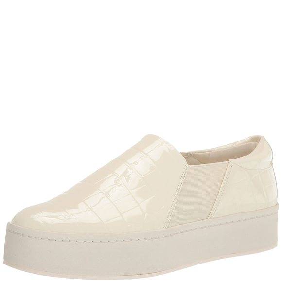 VINCE WOMENS WARREN PLATFORM SLIP ON FASHION SNEAKERS CREAM